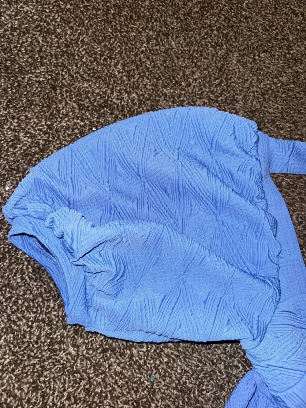 Free People Blue Textured Puff Sleeve Dress